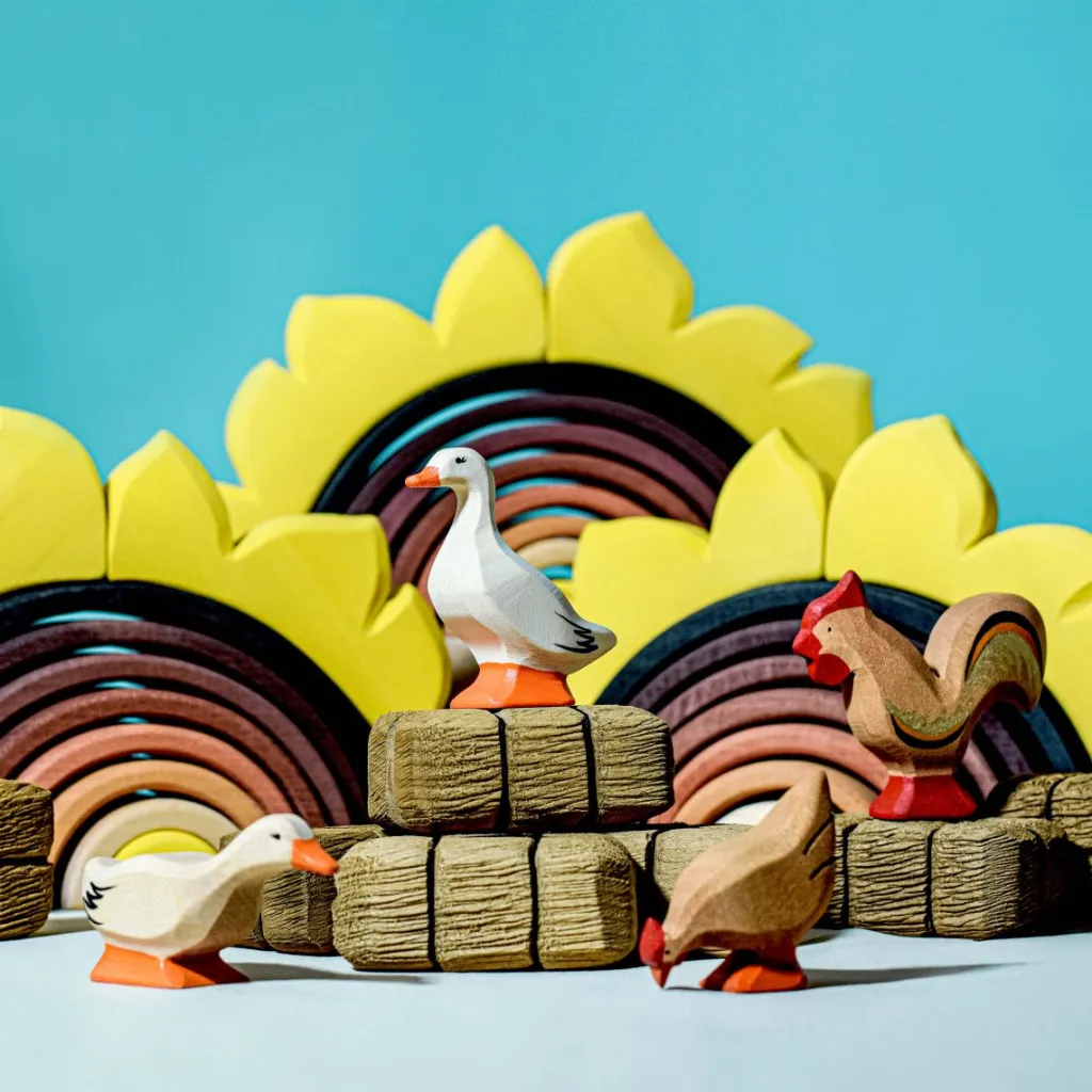 Bumbutoys Animali In Legno | Anatra domestica Gioco in legno