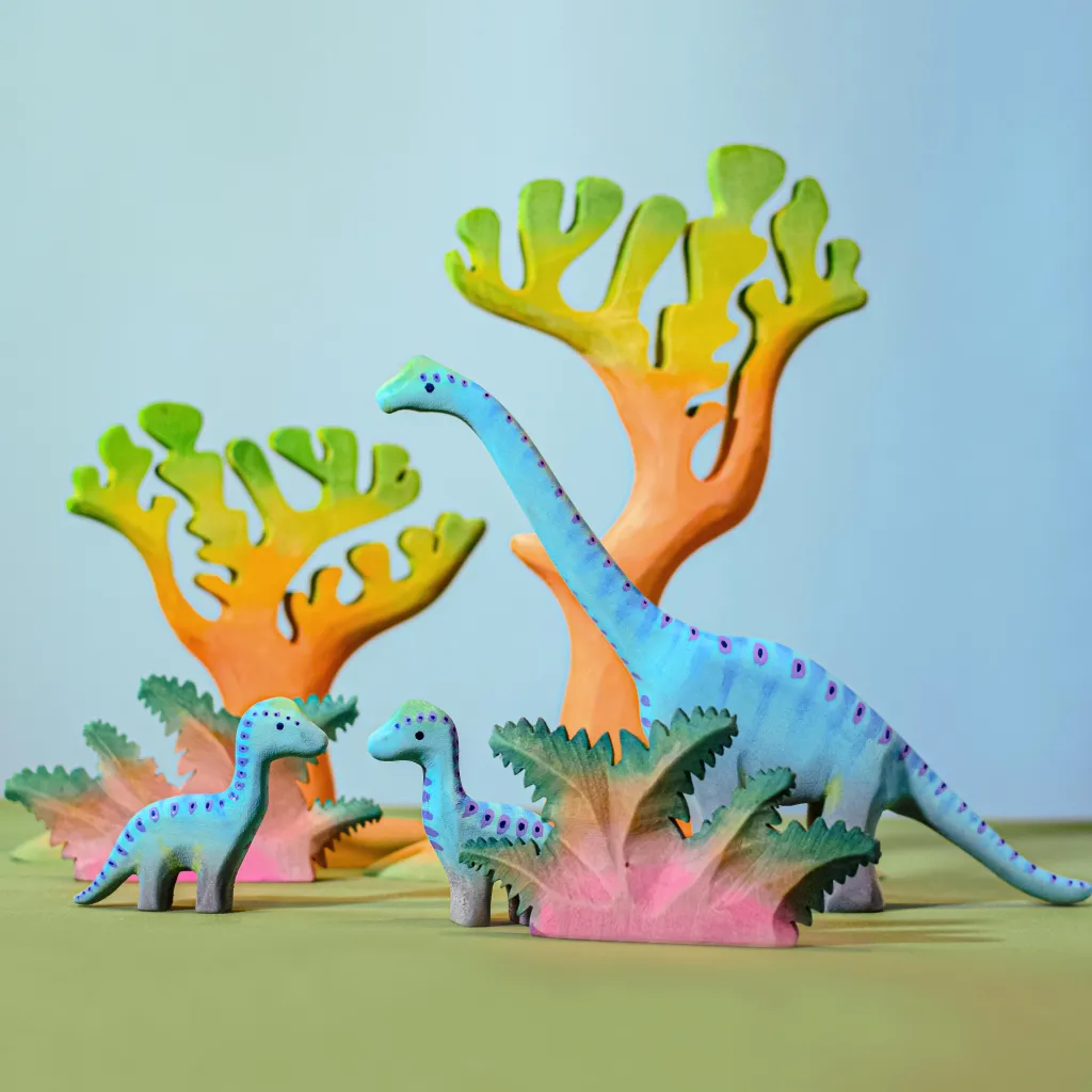 Bumbutoys Dinosauri | Animali In Legno | Brontosauro Dinosauro Cucciolo Gioco in legno