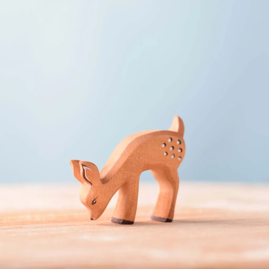 Bumbutoys Autunno | Animali In Legno | Cerbiatto ruminante Gioco in legno