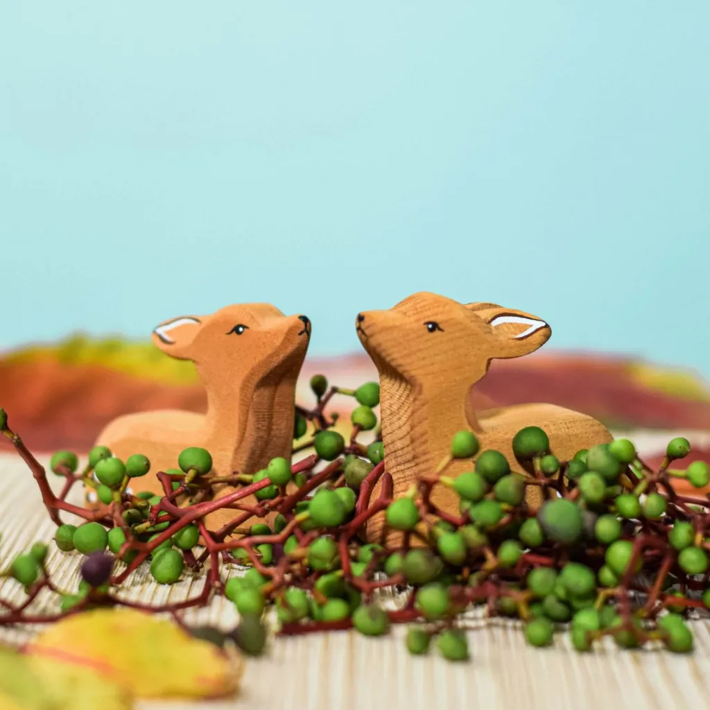 Bumbutoys Animali In Legno | Cerbiatto seduto Gioco in legno