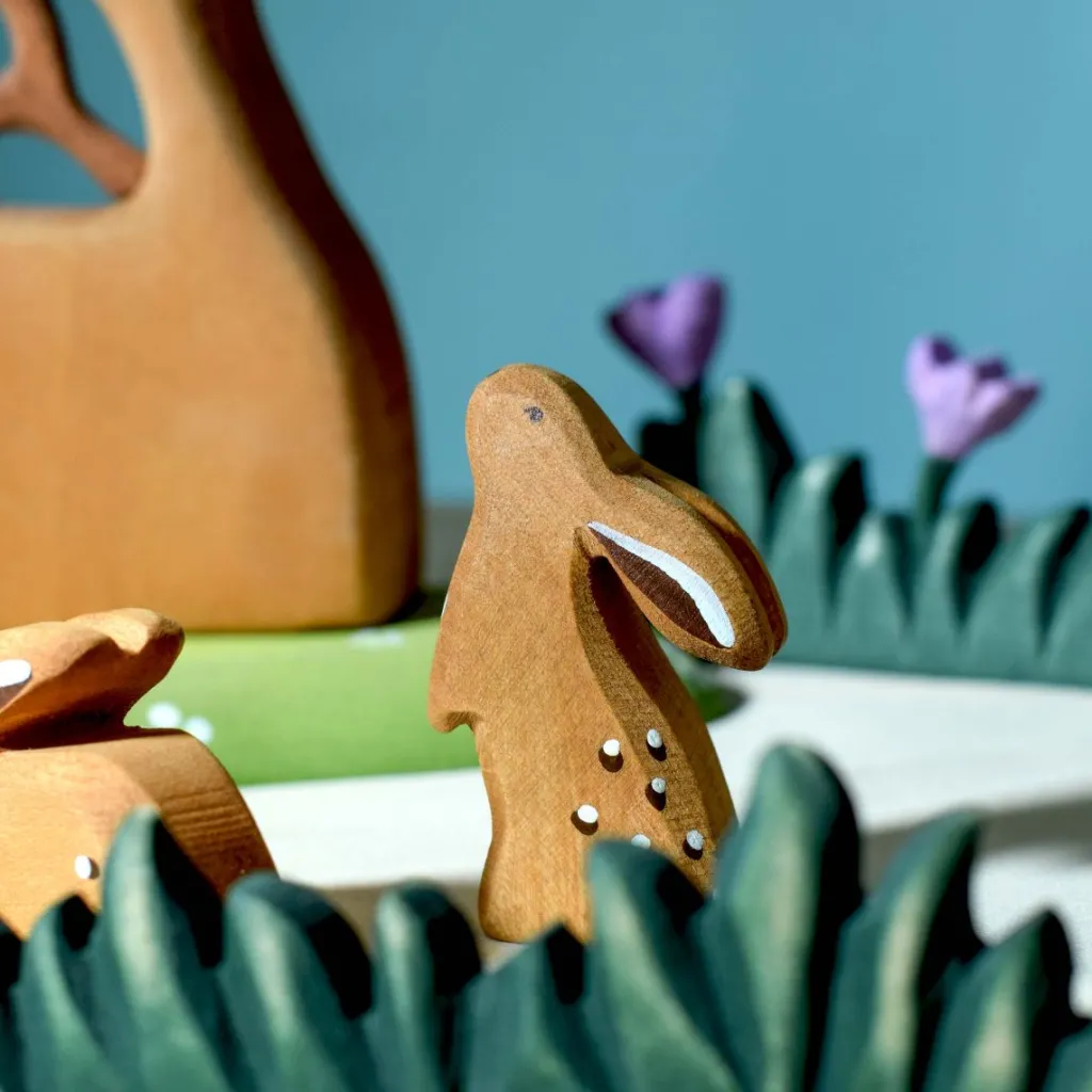 Bumbutoys Animali In Legno | Coniglio curioso Gioco in legno