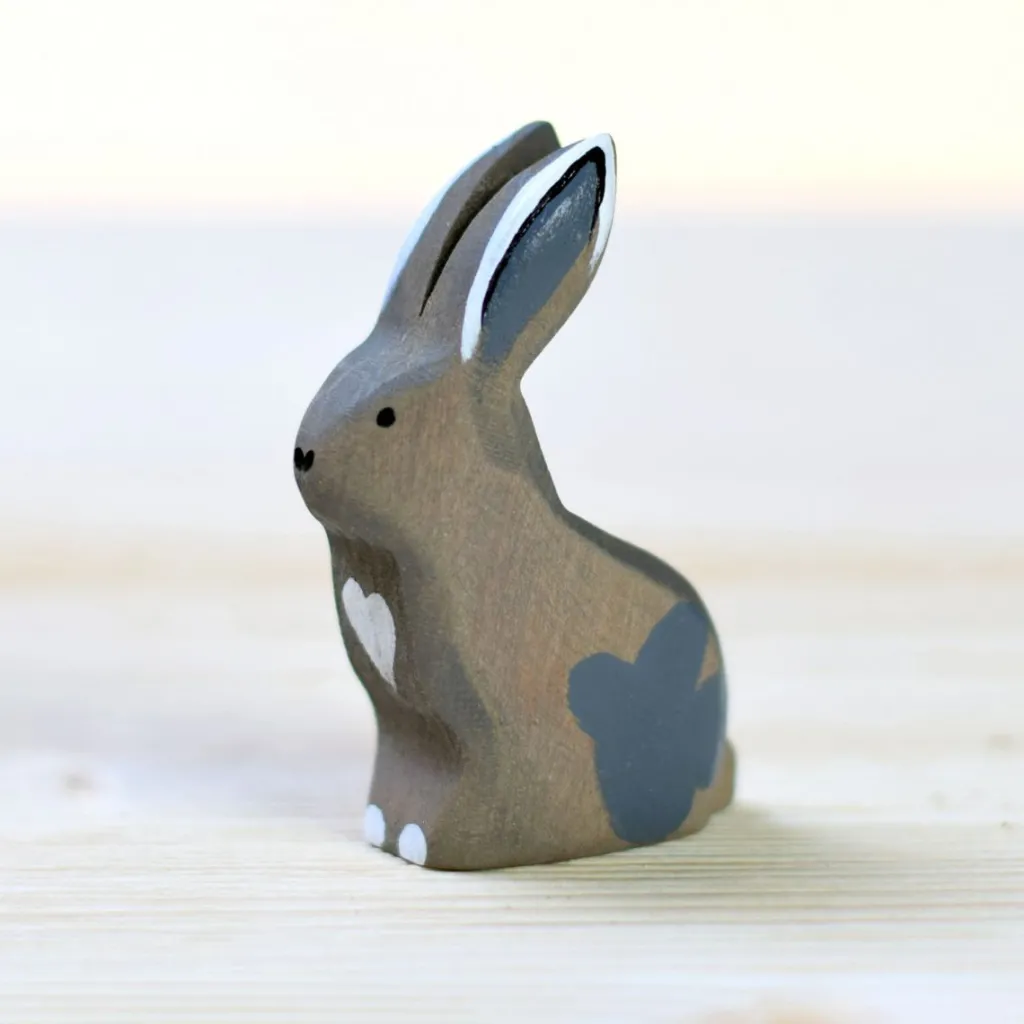 Bumbutoys Animali In Legno | Coniglio grigio Gioco in legno