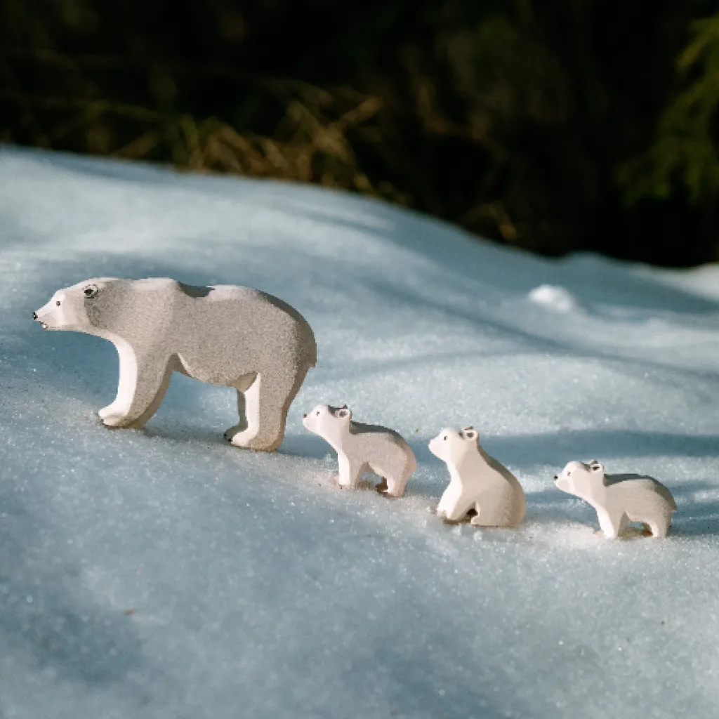Bumbutoys Artico | Inverno | Cucciolo di orso polare Gioco in legno