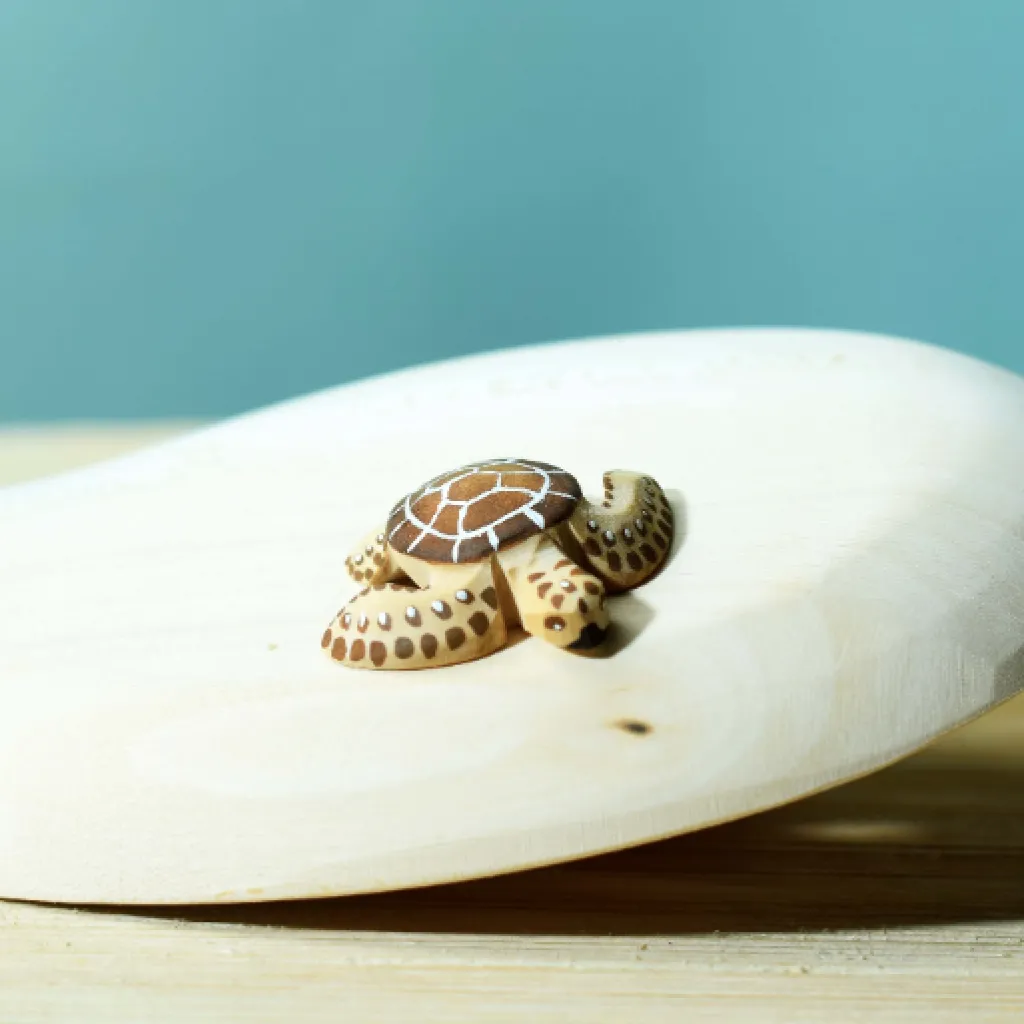 Bumbutoys Estate | Animali In Legno | Cucciolo di Tartaruga Marrone Gioco in legno