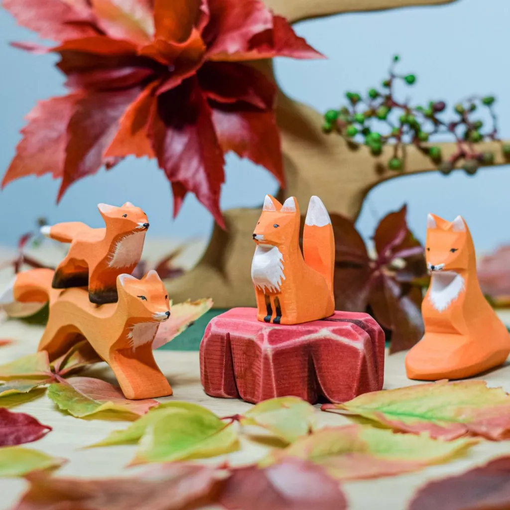 Bumbutoys Autunno | Animali In Legno | Cucciolo di volpe in legno