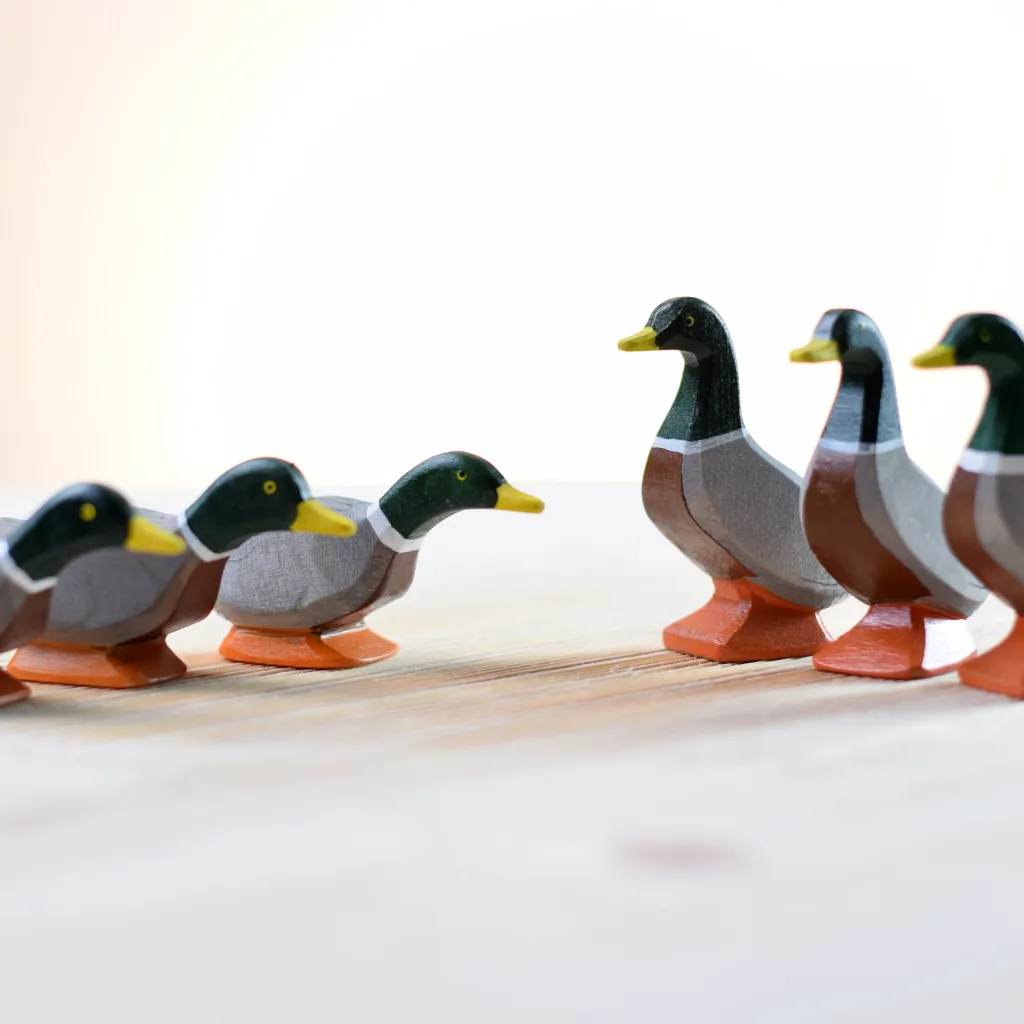 Bumbutoys Autunno | Animali In Legno | Germano reale in legno