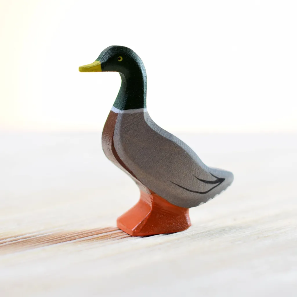 Bumbutoys Autunno | Animali In Legno | Germano reale in legno