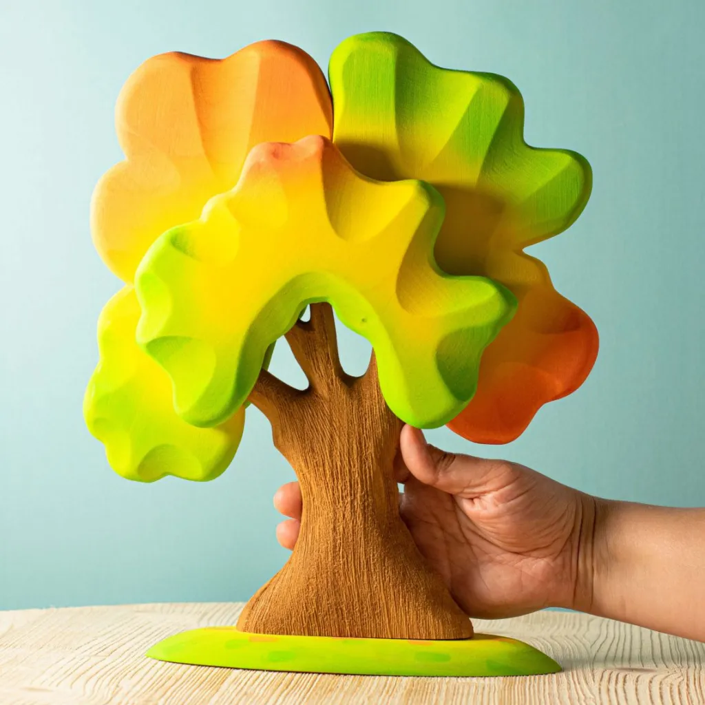 Bumbutoys Autunno | Case Giocattolo E Ambientazioni | Grande Quercia Autunnale in legno