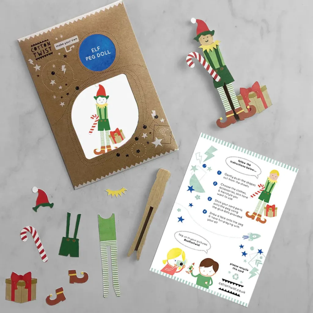 Cotton Twist Estate | Kit Creativi | Kit Crea la tua Bambola Pegdoll Elfo di Babbo Natale