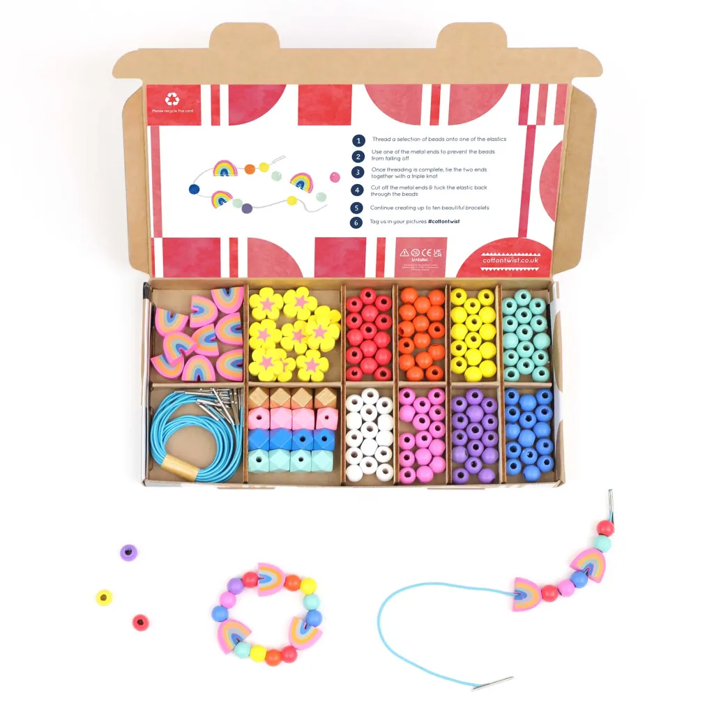 Cotton Twist Kit Creativi | Motricità Grossolana | Kit per Creare Braccialetti - Colori dell'Arcobaleno -