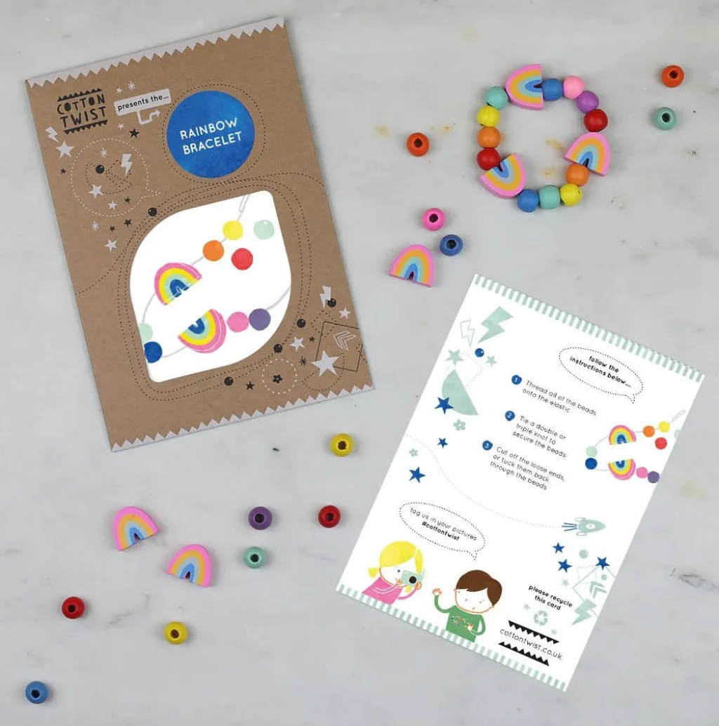 Cotton Twist Kit Creativi | Motricità Grossolana | Mini Kit per creare braccialetti - Arcobaleno