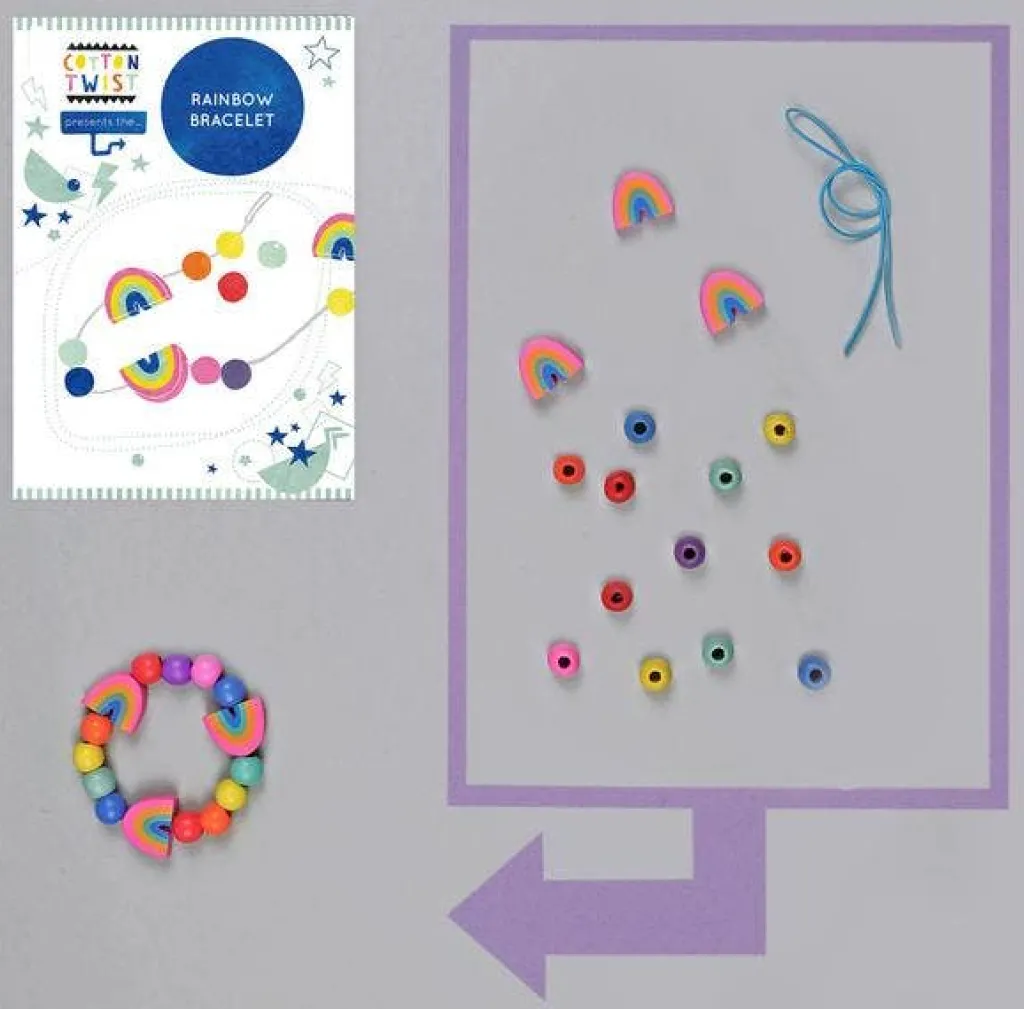 Cotton Twist Kit Creativi | Motricità Grossolana | Mini Kit per creare braccialetti - Arcobaleno