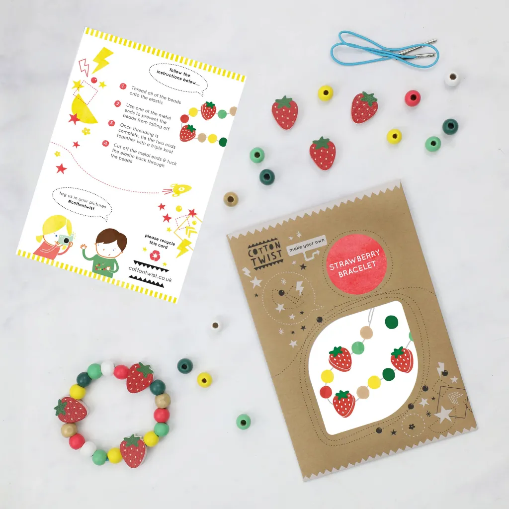 Cotton Twist Kit Creativi | Motricità Grossolana | Mini Kit per creare braccialetti - Fragola