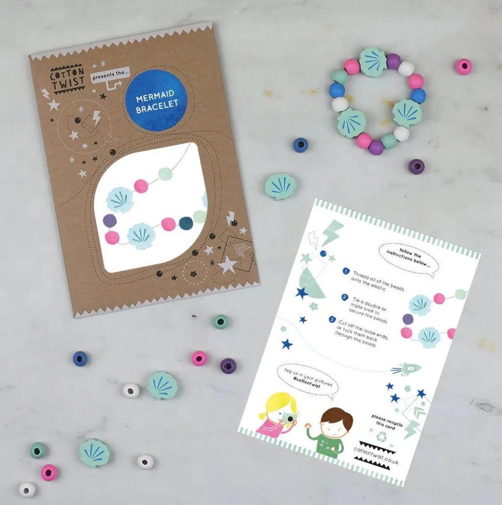 Cotton Twist Kit Creativi | Motricità Grossolana | Mini Kit per creare braccialetti - Sirena