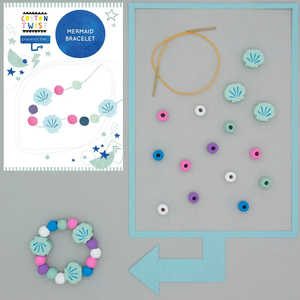 Cotton Twist Kit Creativi | Motricità Grossolana | Mini Kit per creare braccialetti - Sirena