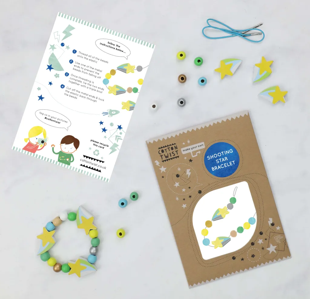Cotton Twist Spazio | Kit Creativi | Mini Kit per creare braccialetti - Stella cadente