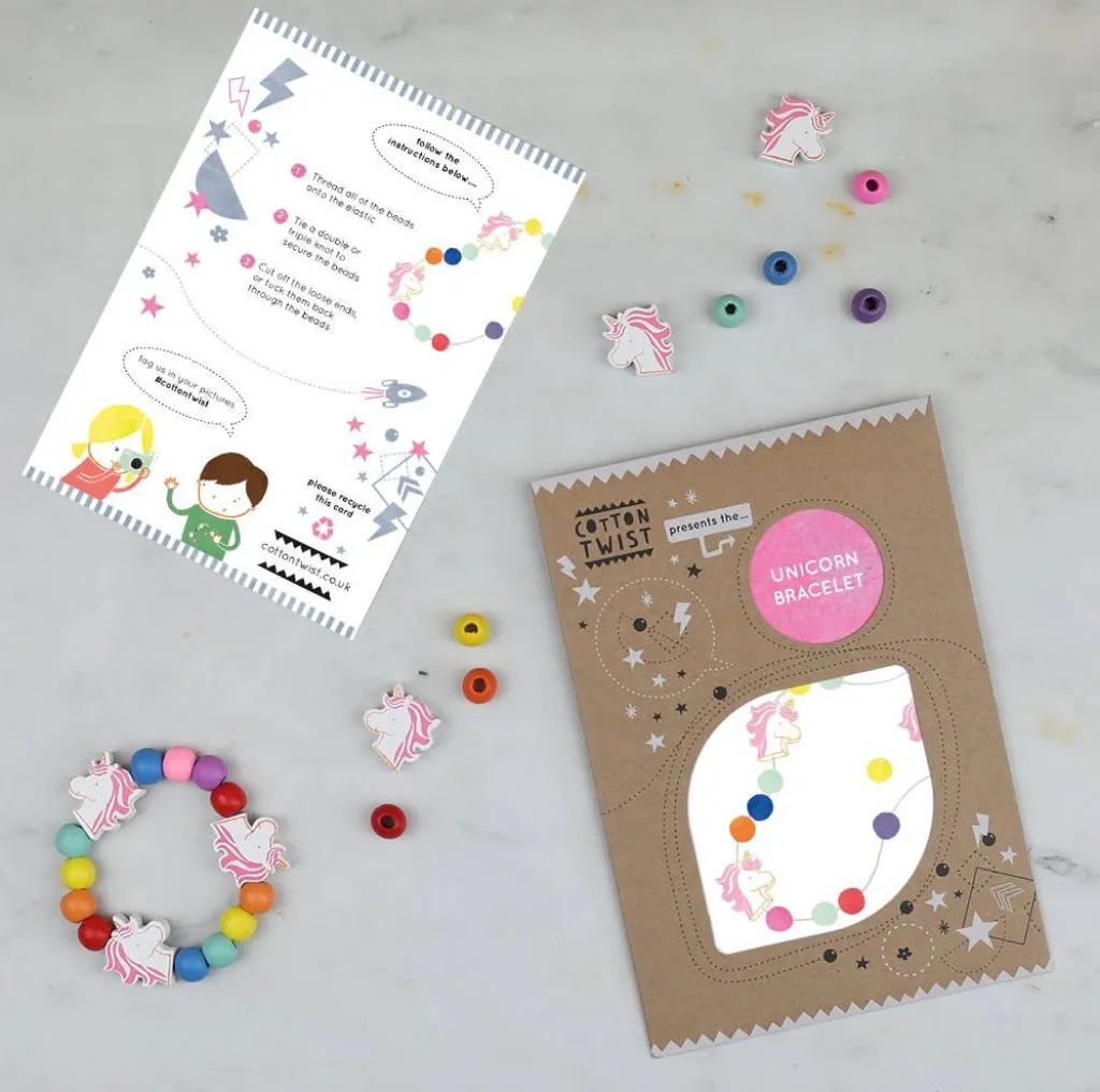 Cotton Twist Kit Creativi | Motricità Grossolana | Mini Kit per creare braccialetti - Unicorno