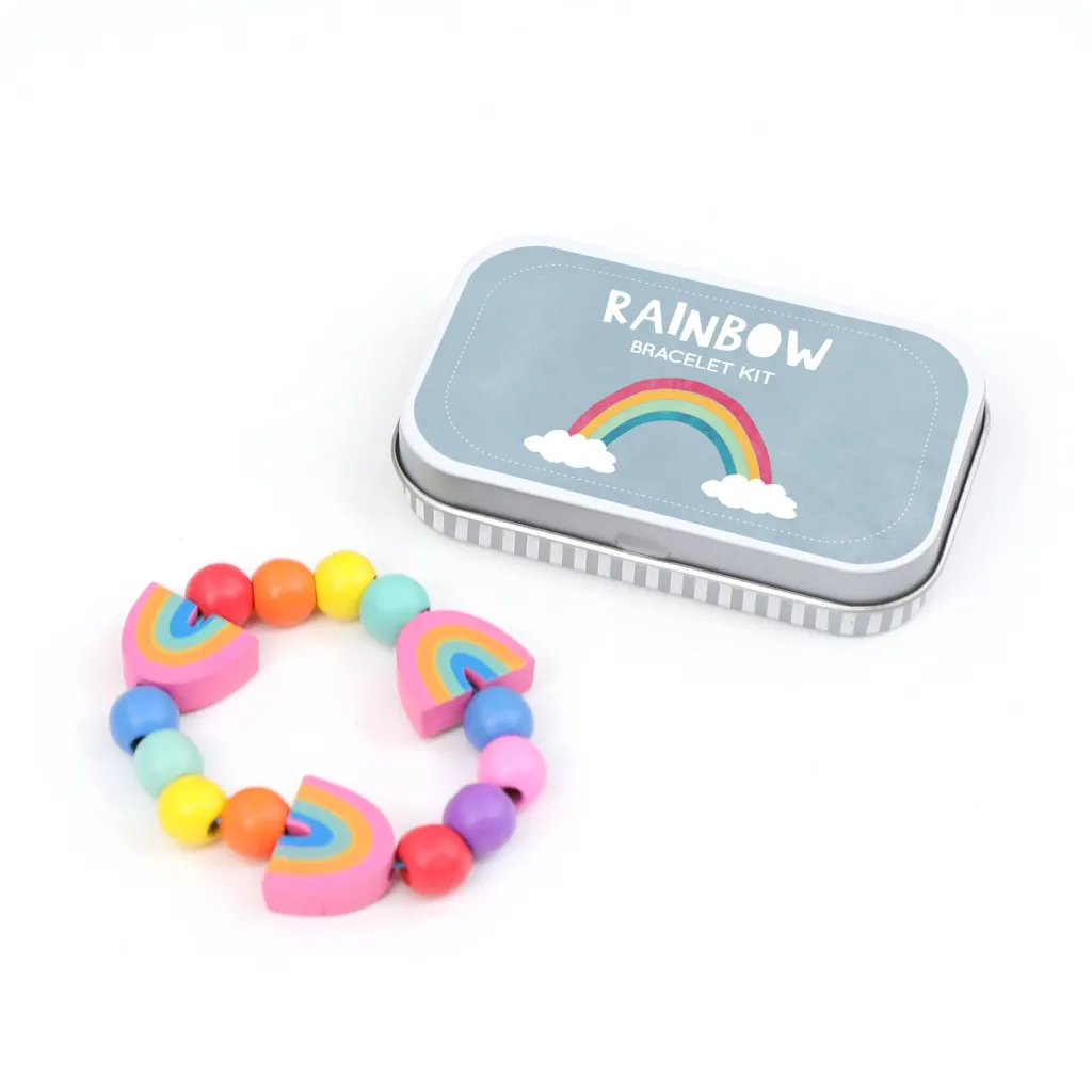 Cotton Twist Kit Creativi | Motricità Grossolana | Mini Kit per Creare Braccialetti Scatola in Latta - Arcobaleno -