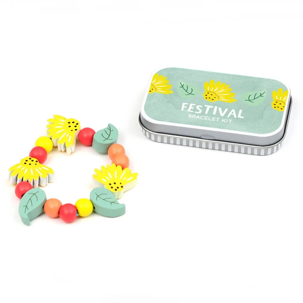 Cotton Twist Kit Creativi | Motricità Grossolana | Mini Kit per Creare Braccialetti Scatola in Latta - Festival -