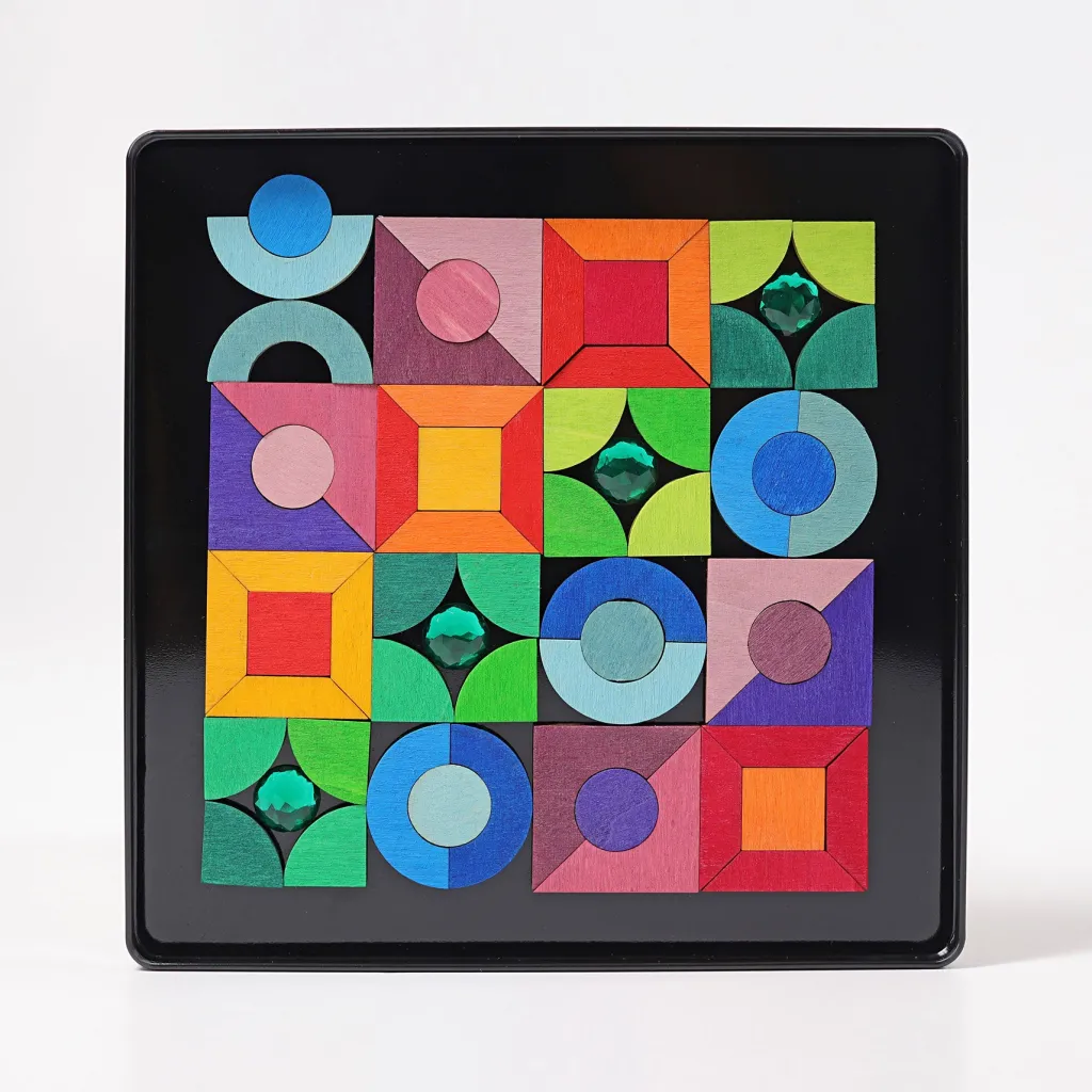 Grimm's Giochi E Puzzle Magnetici | Loose Parts | Mini Puzzle Magnetico Triangolo Quadrato Cerchio con Gemme