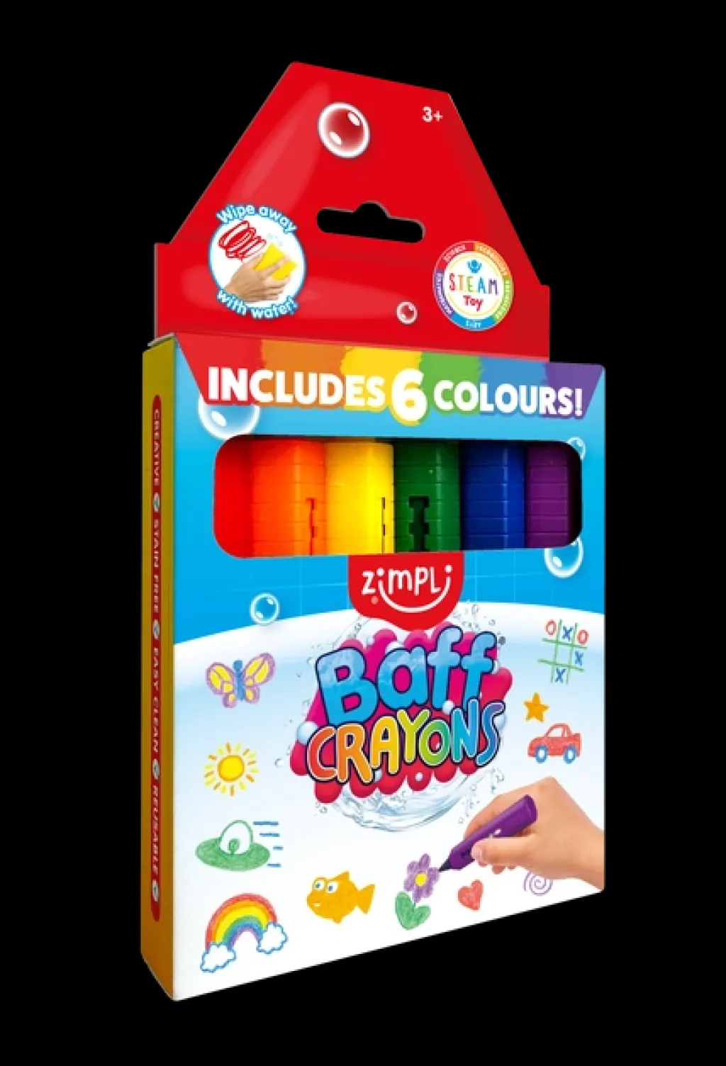 Zimpli Kids Basi Sensoriali | Pastelli a cera da bagno Baff Crayons Zimpli