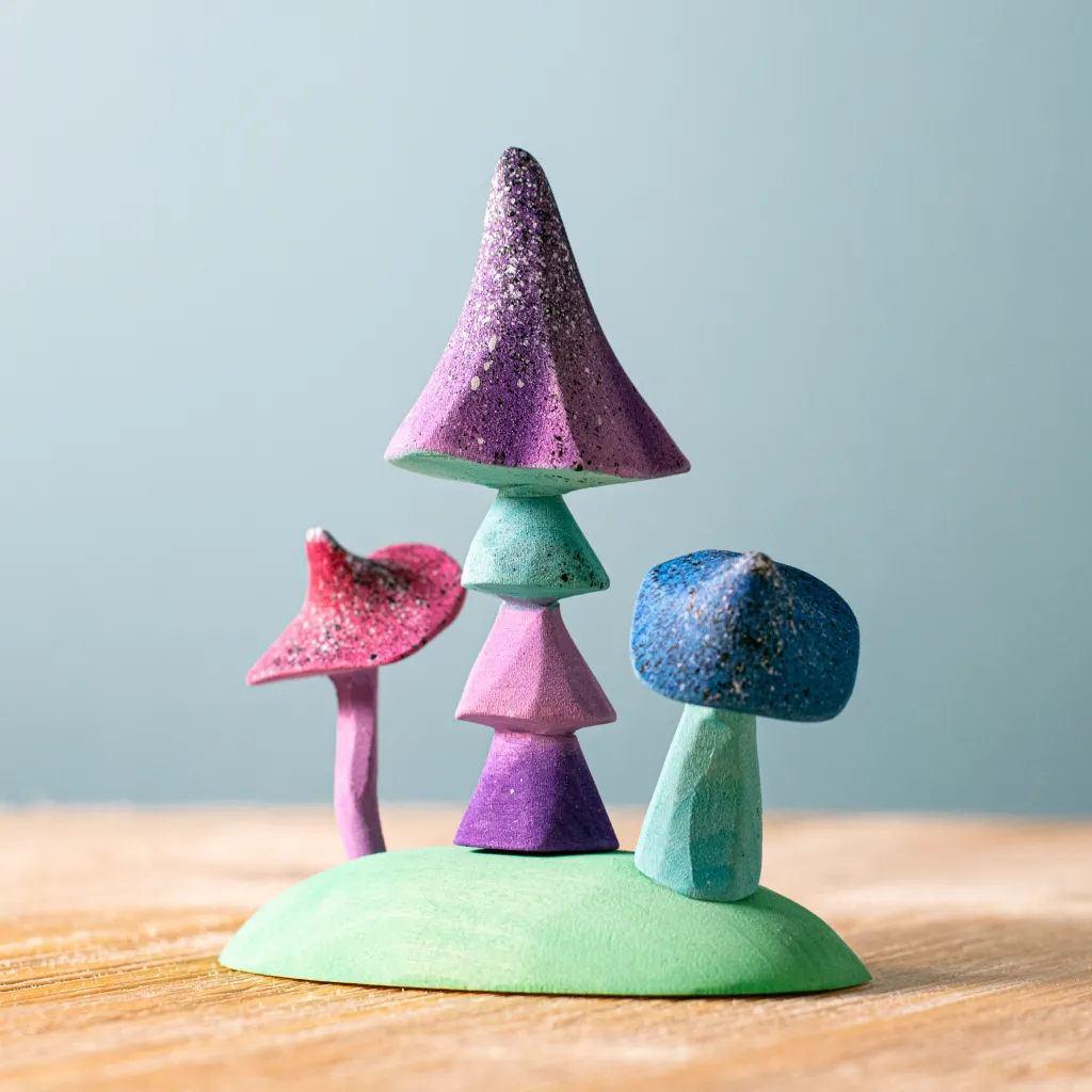 Bumbutoys Case Giocattolo E Ambientazioni | Set di funghi magici in legno
