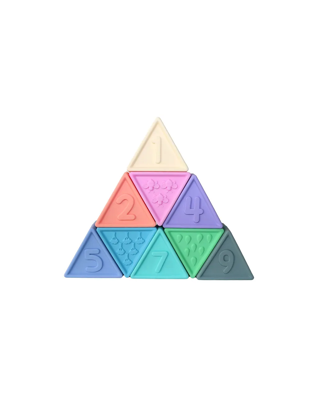 Jellystone Designs Per I Piccolissimi | Bottiglie Sensoriali | Set Gioco Triblox - 9 Tessere Triangolari - Rainbow Pastel - Silicone