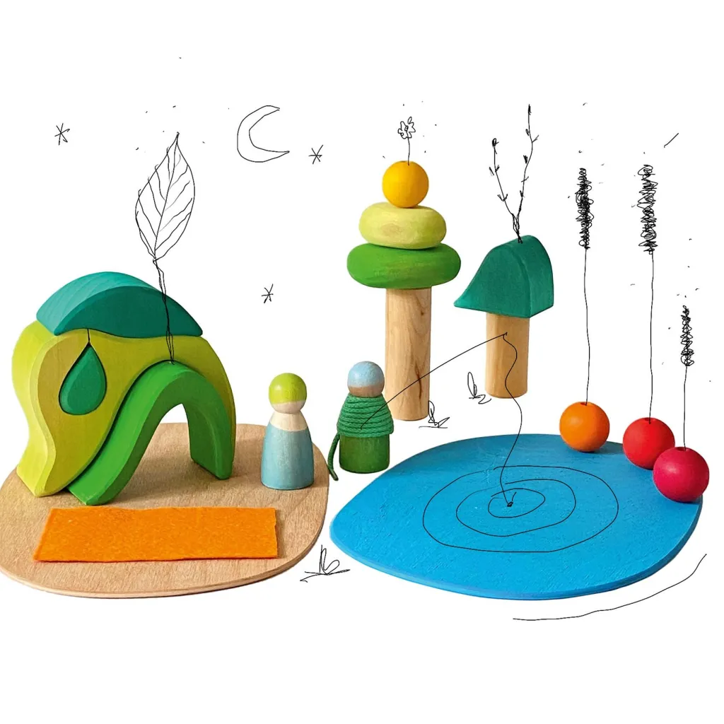 Grimm's Loose Parts | Case Giocattolo E Ambientazioni | Set Mini Mondo "In the woods"-