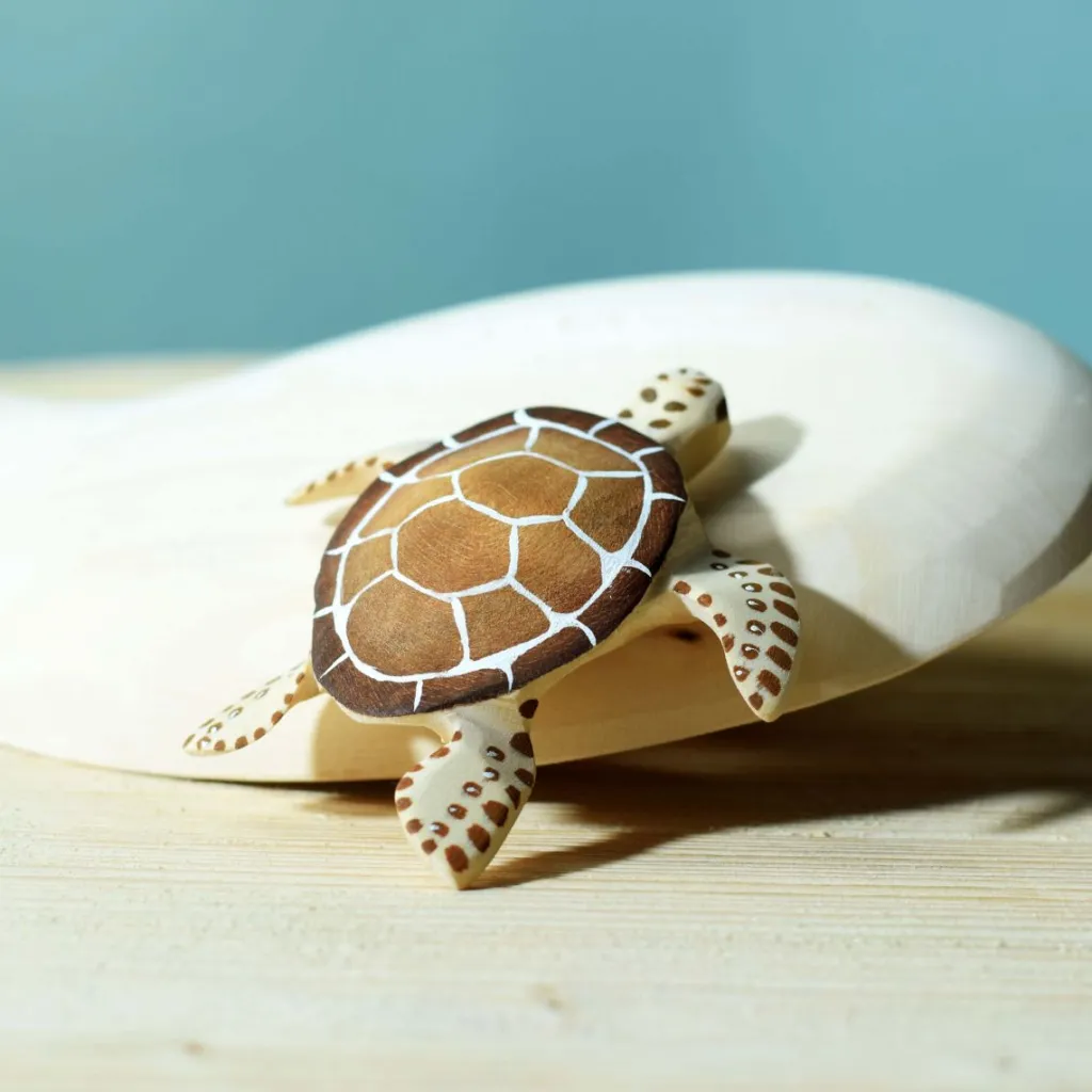 Bumbutoys Estate | Animali In Legno | Tartaruga Marrone in legno