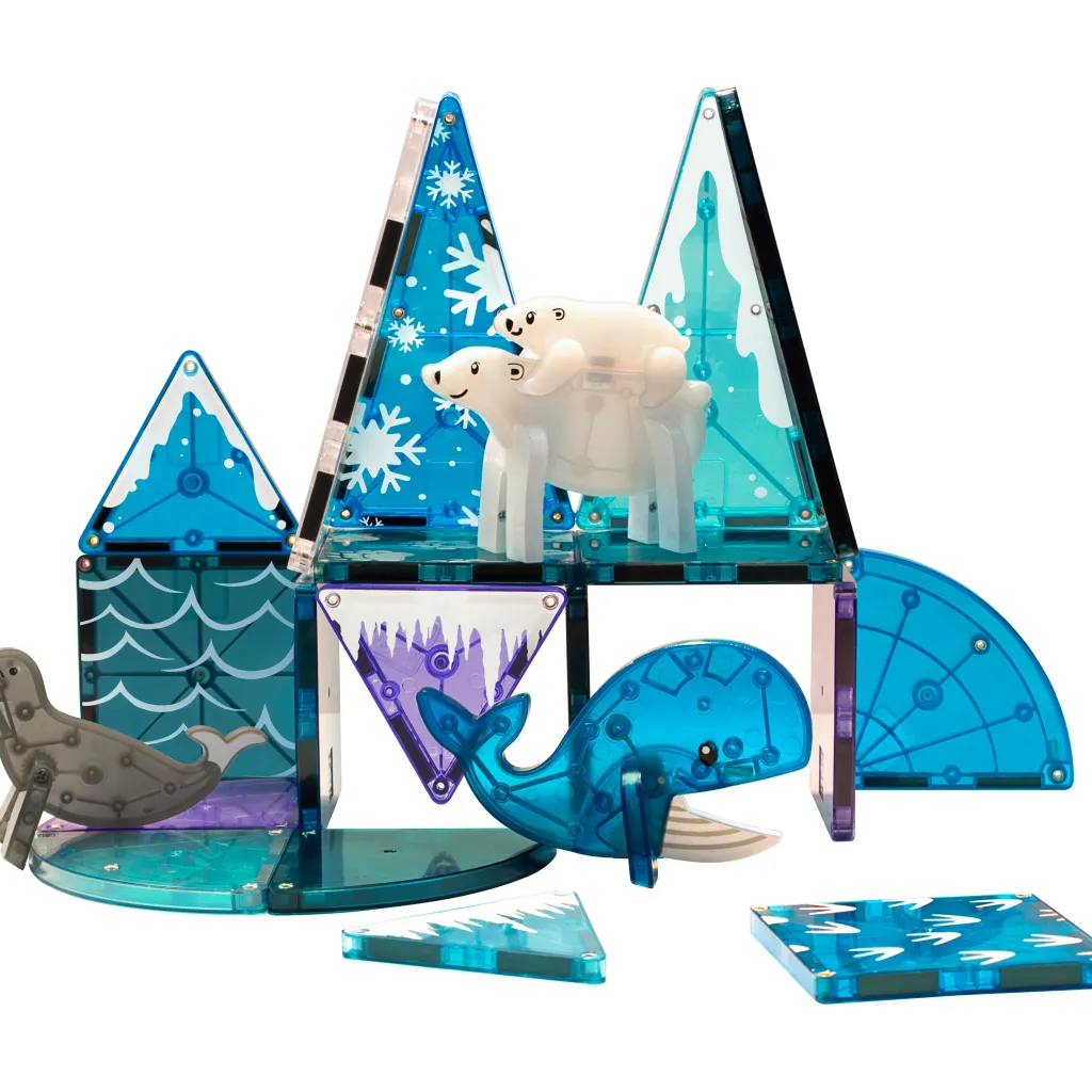 Magna-Tiles Artico | Inverno | Tessere Magnetiche Traslucide - Animali Artici - 25 Pezzi -