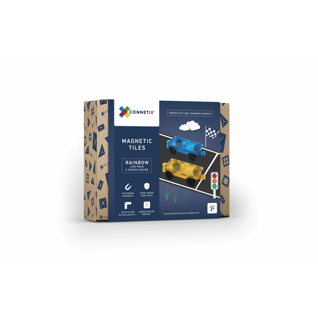 Connetix Costruzioni Magnetiche | Veicoli E Piste | Tessere Magnetiche Traslucide - Car Pack 2 pezzi