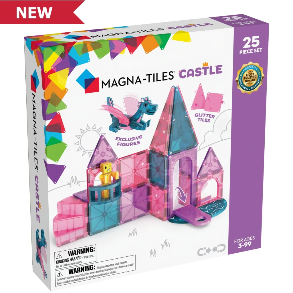 Magna-Tiles Costruzioni Magnetiche | Case Giocattolo E Ambientazioni | Tessere Magnetiche Traslucide - Castello - 25 Pezzi -
