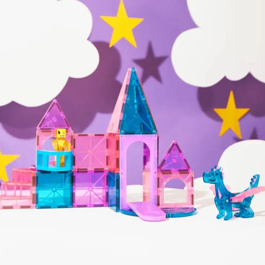 Magna-Tiles Costruzioni Magnetiche | Case Giocattolo E Ambientazioni | Tessere Magnetiche Traslucide - Castello - 25 Pezzi -