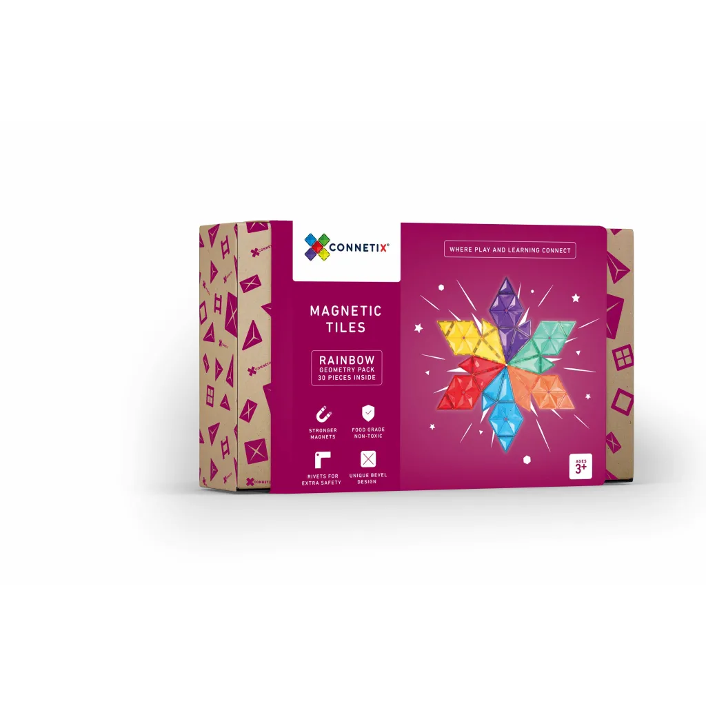 Connetix Costruzioni Magnetiche | Tessere Magnetiche Traslucide - Geometry Pack 30 pezzi