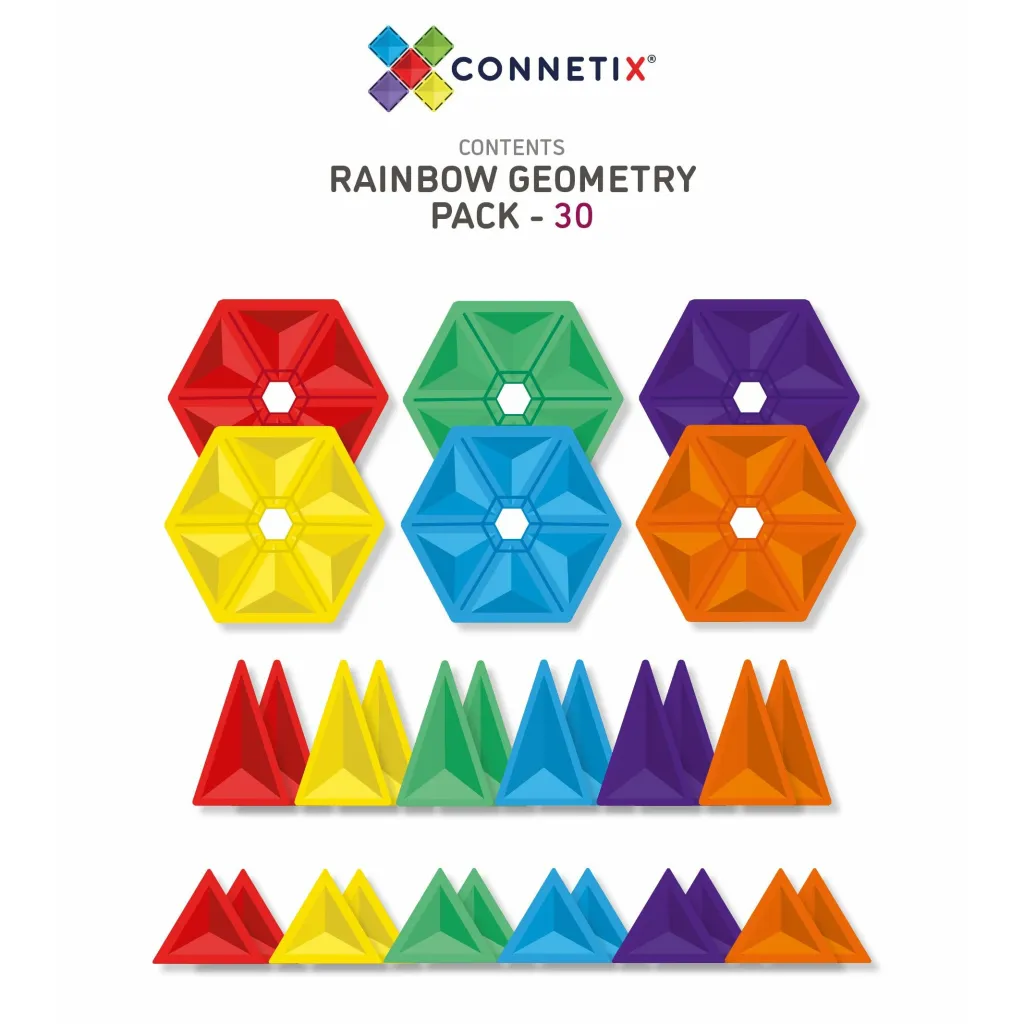 Connetix Costruzioni Magnetiche | Tessere Magnetiche Traslucide - Geometry Pack 30 pezzi