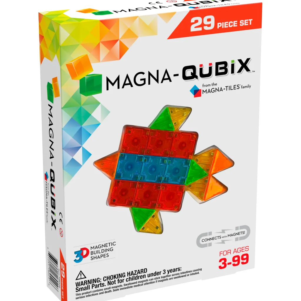 Magna-Tiles Costruzioni Magnetiche | Loose Parts | Tessere Magnetiche Traslucide - Magna-Qubix - 29 Pezzi -