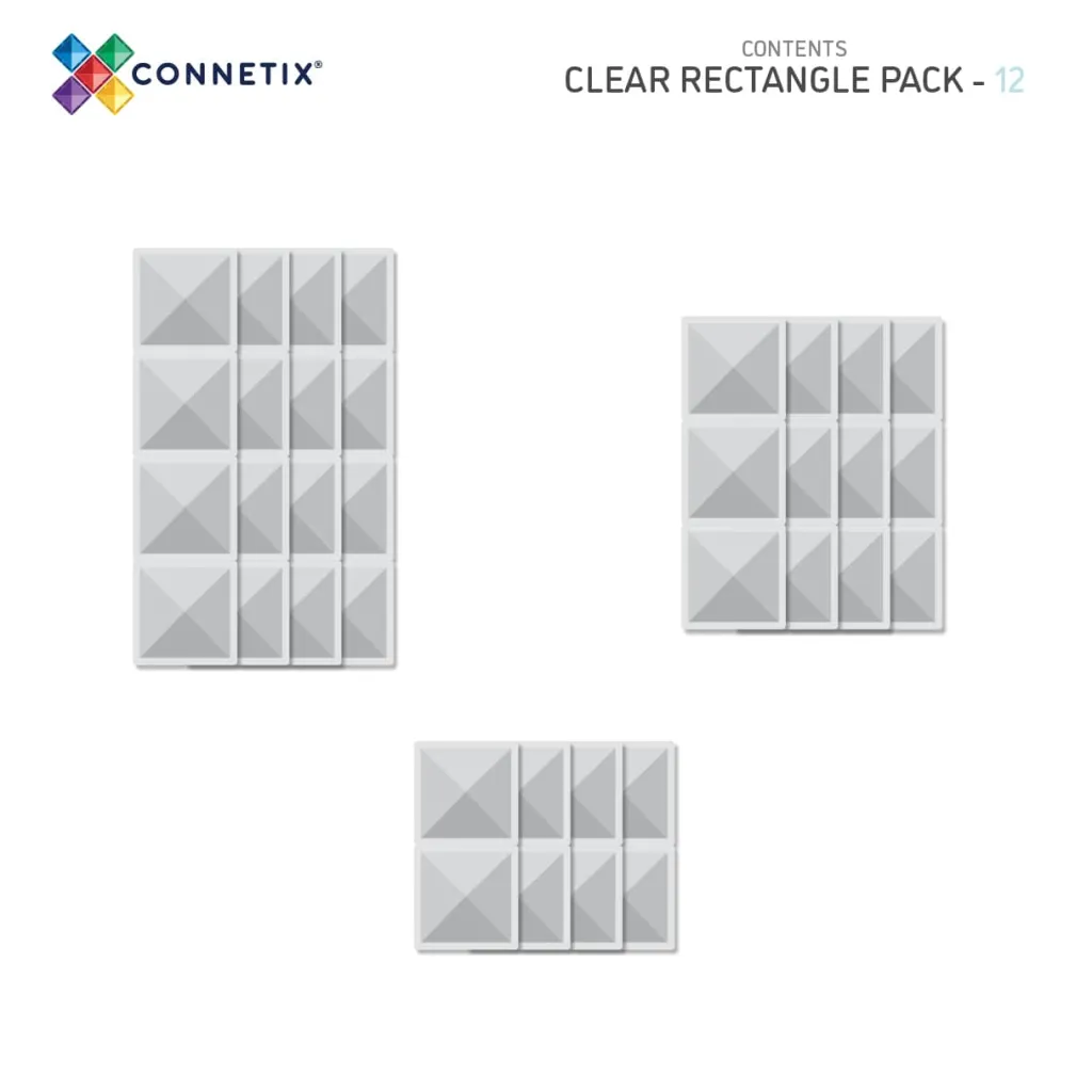 Connetix Artico | Inverno | Tessere Magnetiche Traslucide 12 Pezzi Trasparenti Rettangoli