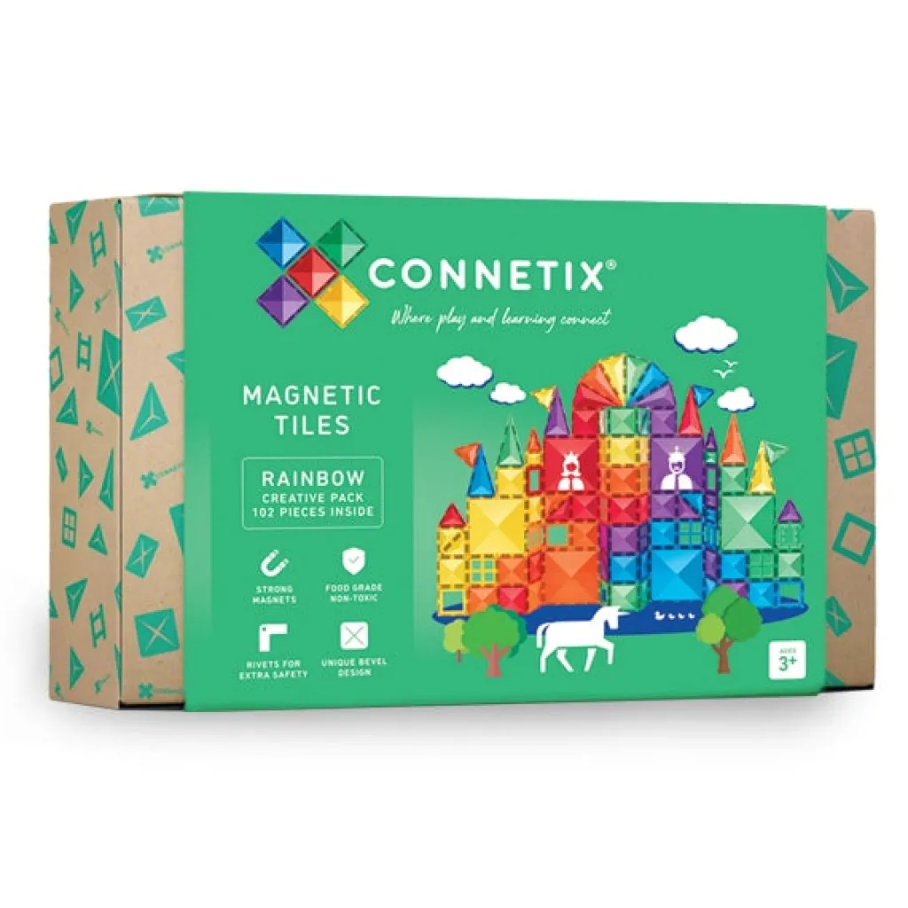 Connetix Costruzioni Magnetiche | Tessere Magnetiche Traslucide - Set da 102 pezzi