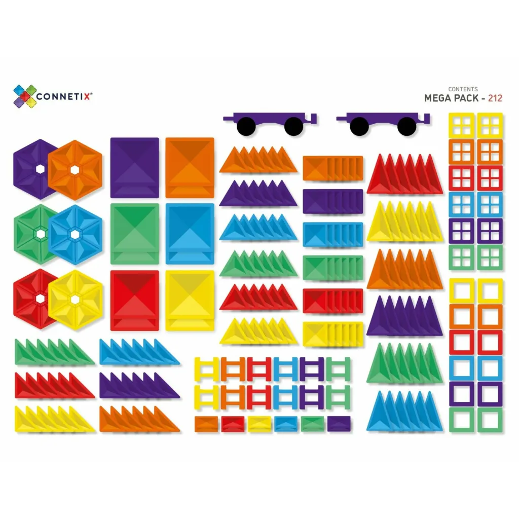 Connetix Costruzioni Magnetiche | Tessere Magnetiche Traslucide - Set da 212 pezzi