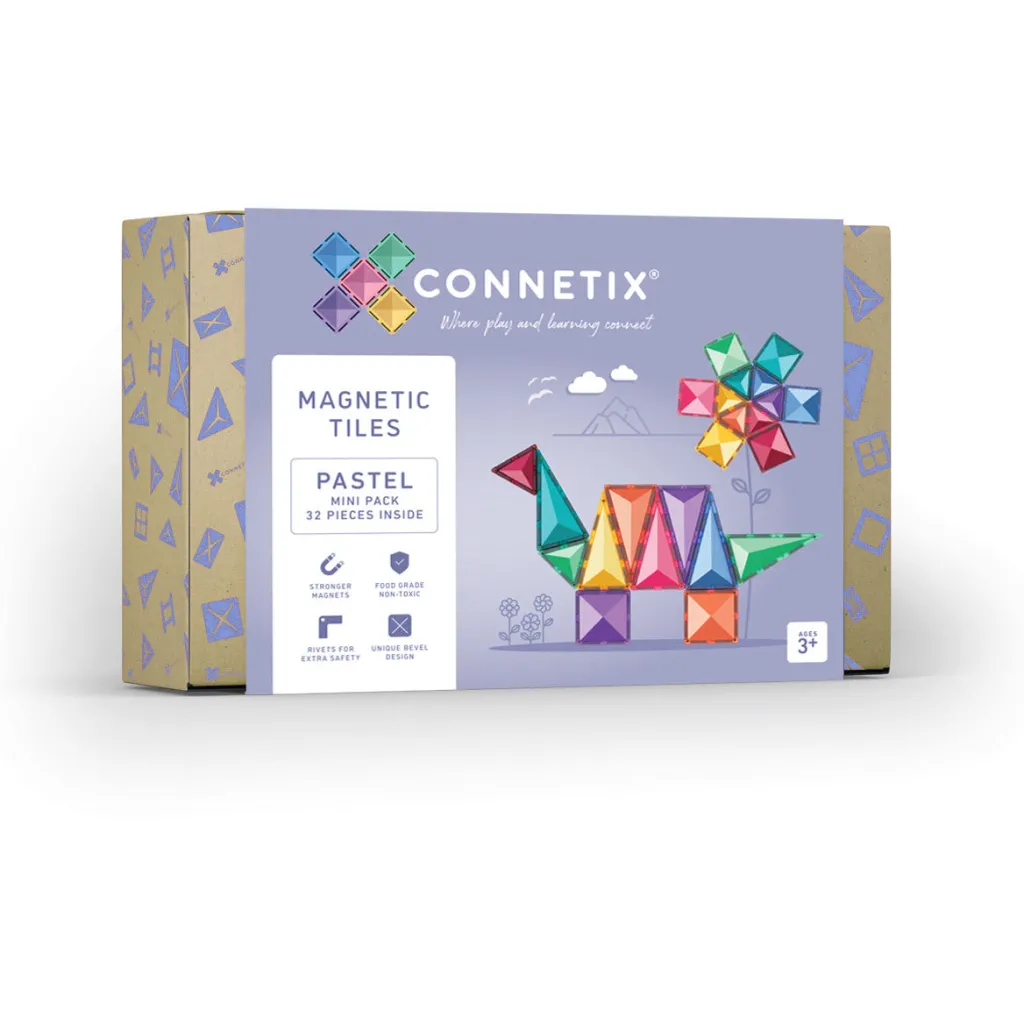 Connetix Pastello Lovers | Costruzioni Magnetiche | Tessere Magnetiche Traslucide Pastello - Mini Pack - 32 pz -