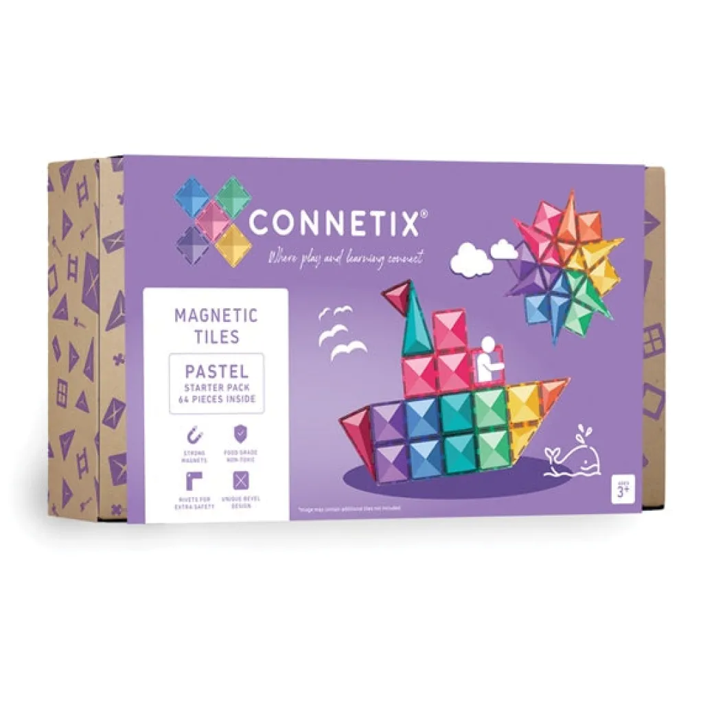 Connetix Costruzioni Magnetiche | Tessere Magnetiche Traslucide Pastello Set da 64 pezzi