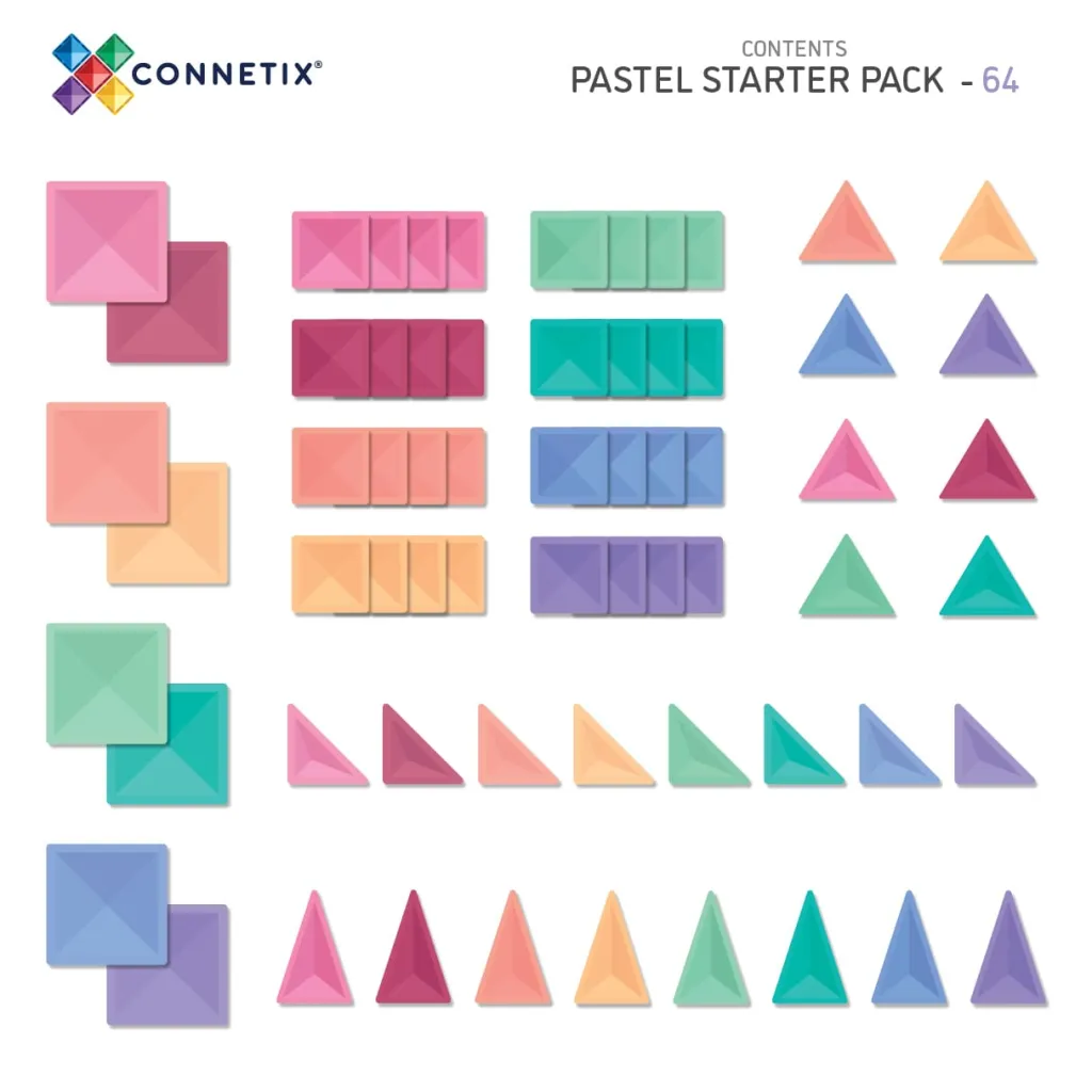 Connetix Costruzioni Magnetiche | Tessere Magnetiche Traslucide Pastello Set da 64 pezzi