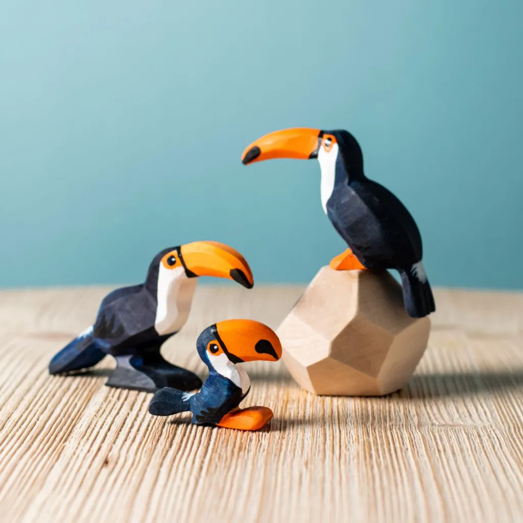 Bumbutoys Animali In Legno | Tucano seduto in legno